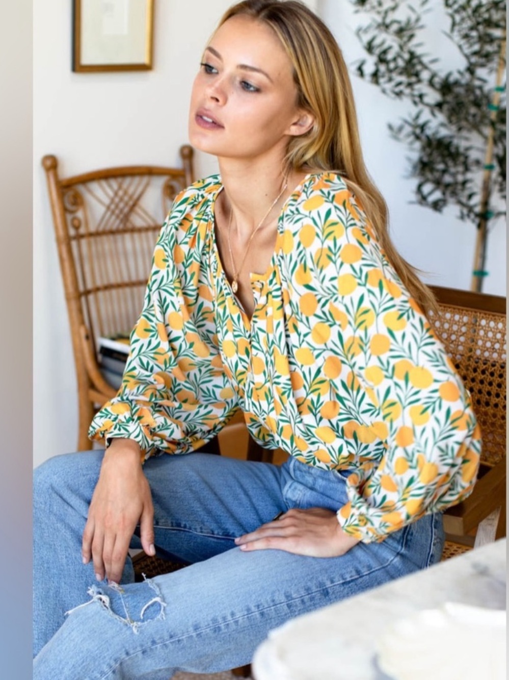 Emerson Fry Frances Blouse in Citrus Groves Print